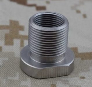 Aluminum 1//2-28 ID to 5//8-24 OD Threaded Adapter Stainless Steel